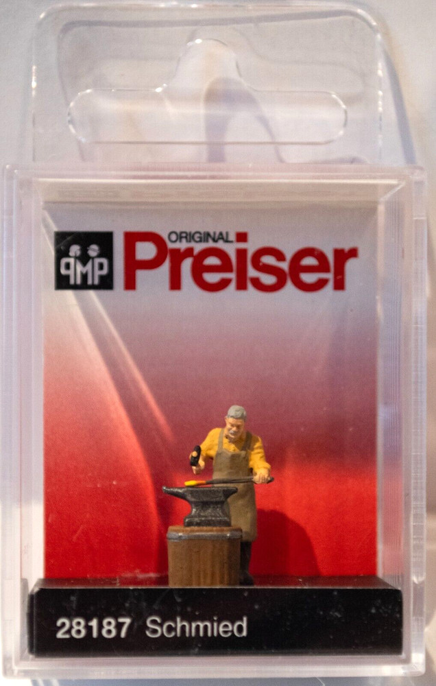 Preiser HO #28187 Working People -- Blacksmith with Anvil