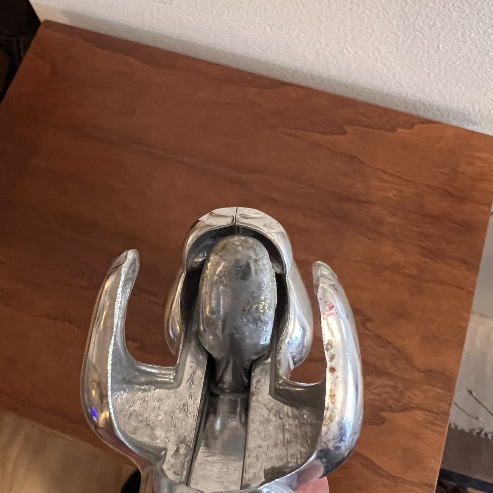 Squirrel Nutcracker Nut Cracker Mechanical Cast Aluminum Silver Color Figural