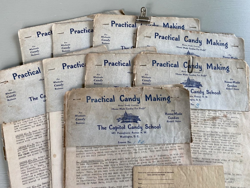 Antique PRACTICAL CANDY MAKING The Capitol Candy School Lessons Recipes Vintage