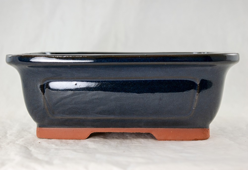 Rectangular Cactus & Succulent, Bonsai Pot 8"x 6"x 3" w/Mesh - Navy Blue Glazed