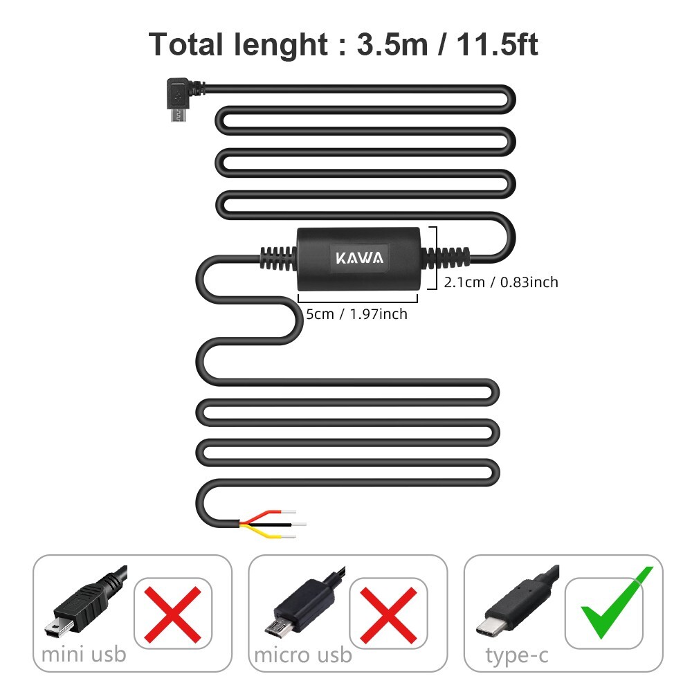 KAWA Dash Cam Hardwire Kit for MINI 3