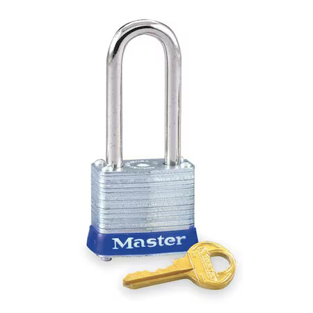 Master Lock 7Lj Padlock, Keyed Different, Long Shackle, Rectangular Steel Body,