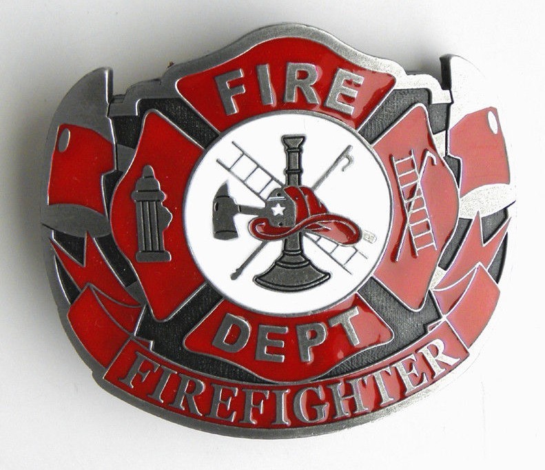 FIRE DEPT FIGHTER SHIELD BELT BUCKLE 3.2 INCHES