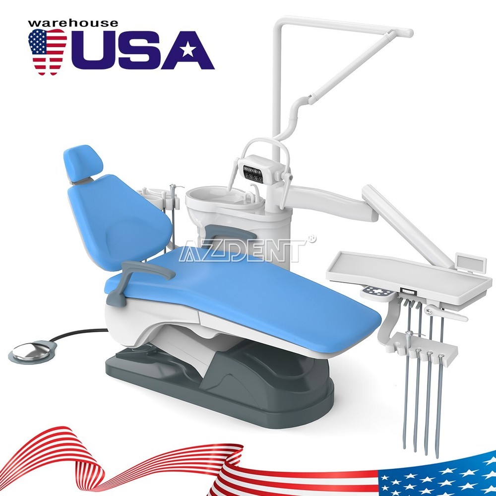 Dental Unit Chair DC Motor Computer Controlled & Air Compressor Rolling Trolley