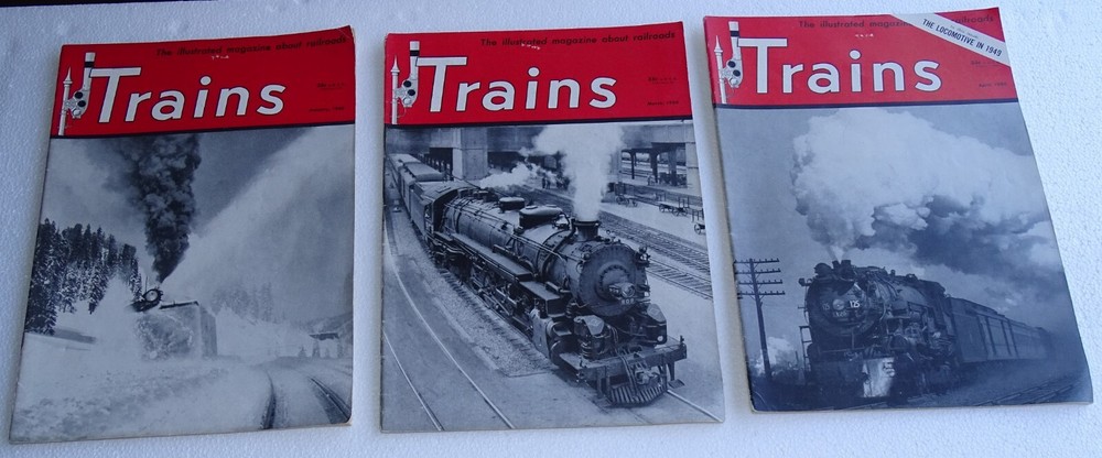 1950 TRAINS - six issues (illustrated magazine about railroads)