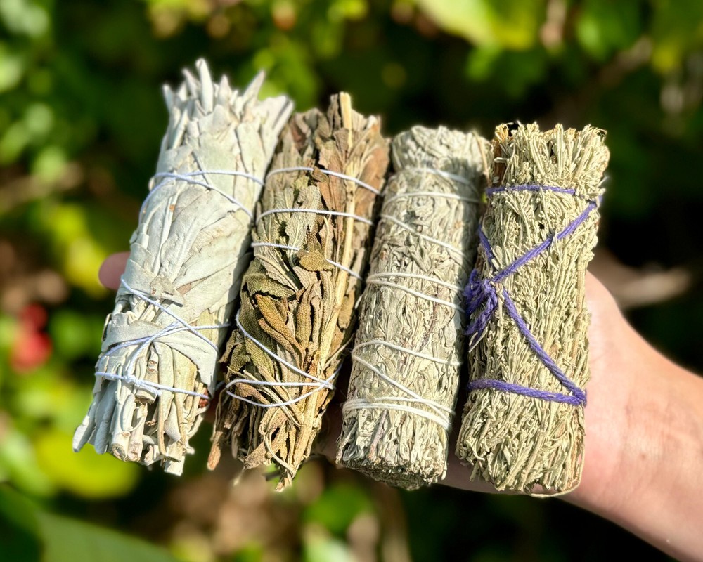 4 Smudge Stick SAMPLER: Black Sage, Blue Sage, White Sage & Desert Sage