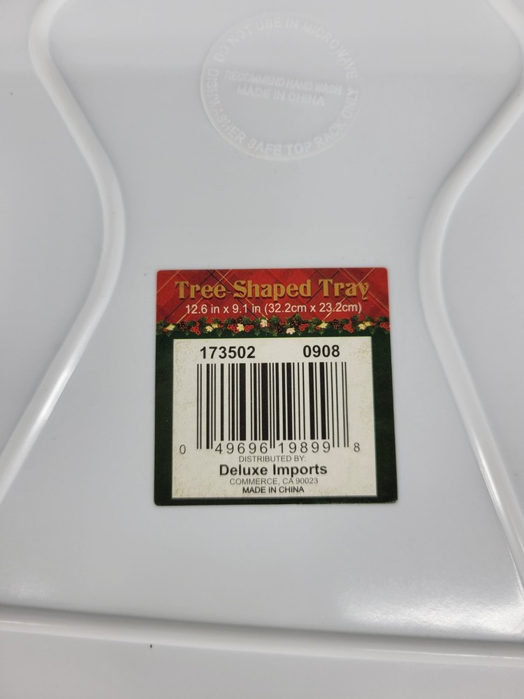 Deluxe Christmas Tree-Shaped Serving Tray Plastic Holiday Decor 12.5"