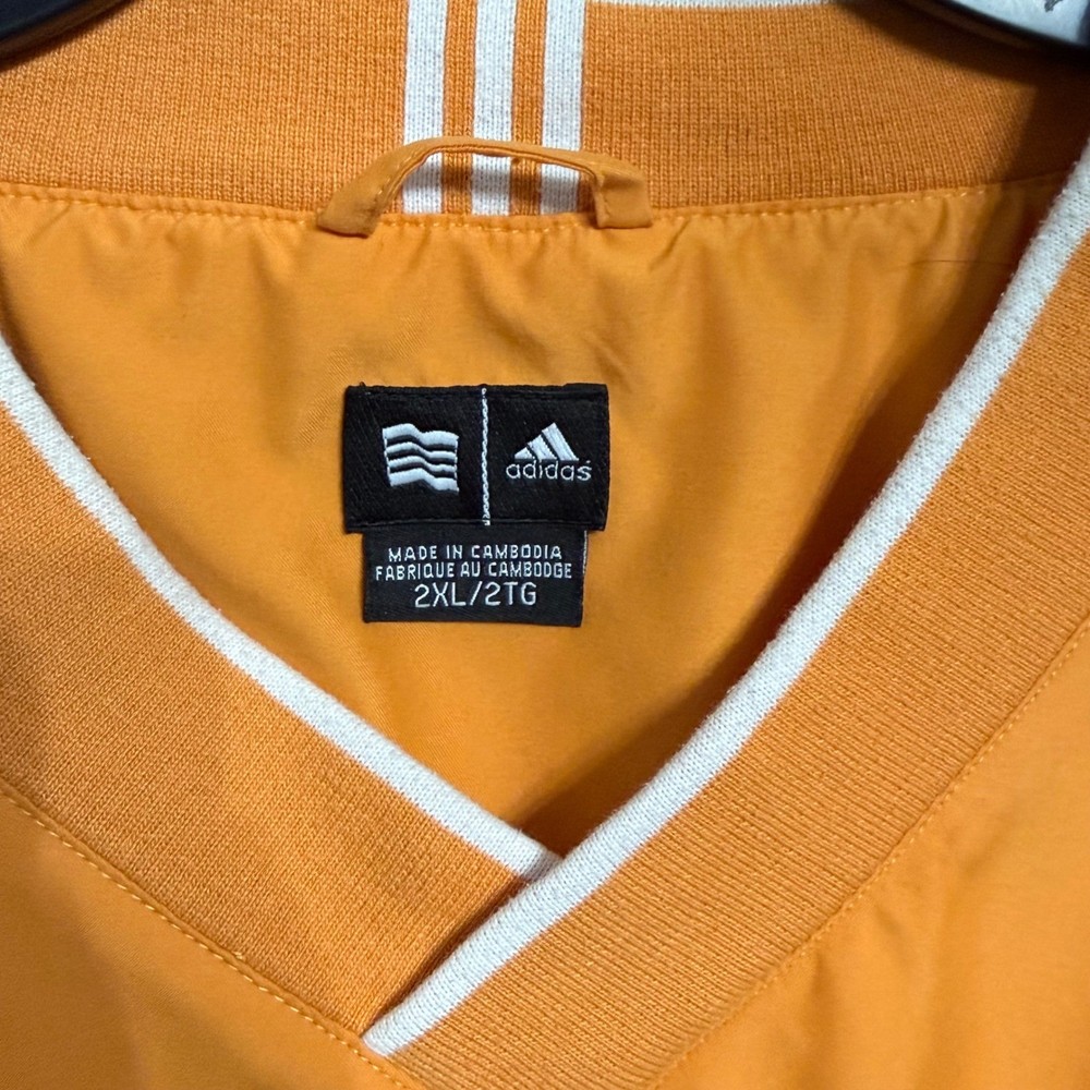 Adidas Mens Pullover Golf Jacket Orange V Neck Long Sleeve 2XL