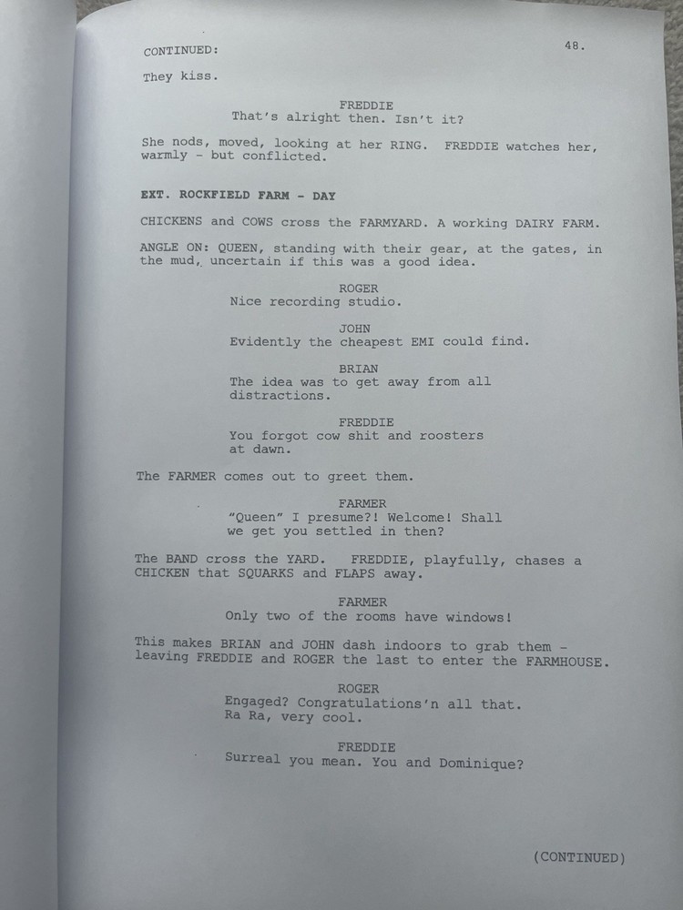 Bohemian Rhapsody Screenplay / Script. Freddie Mercury, Rami Malek.