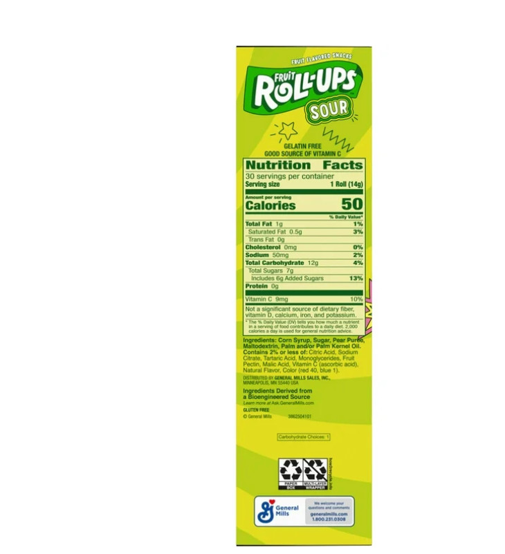 Fruit Roll-Ups Sour Fruit Flavored Snacks, Variety Pack, 15 oz (30 Count)