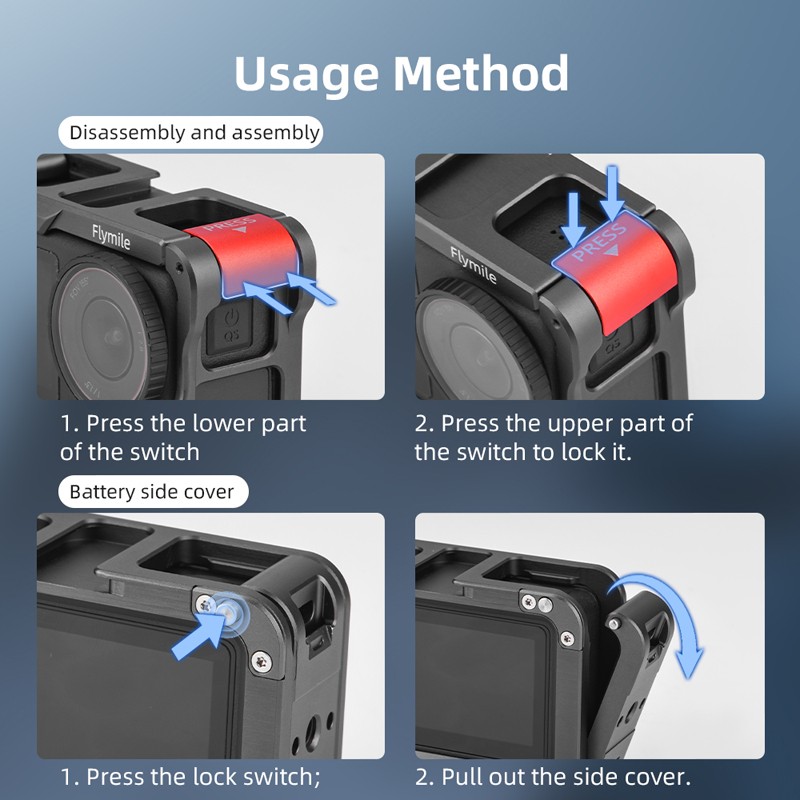 For DJI ACTION 4 3 Camera Metal Rabbit Cage Protective Expansion Frame Accessory