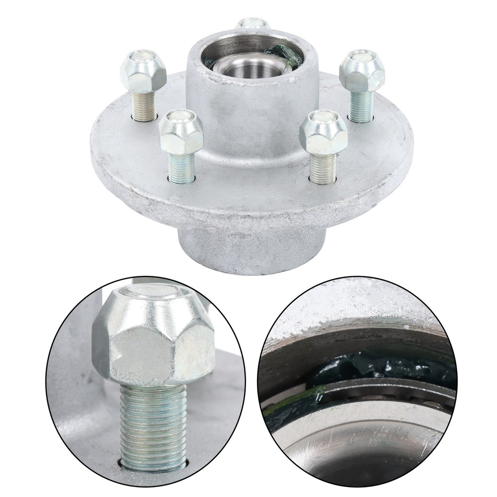2x Boat Trailer Galvanized Hub Kit 5 Lug 1-3/8" x -1/16" Bearing 3,500 Greased