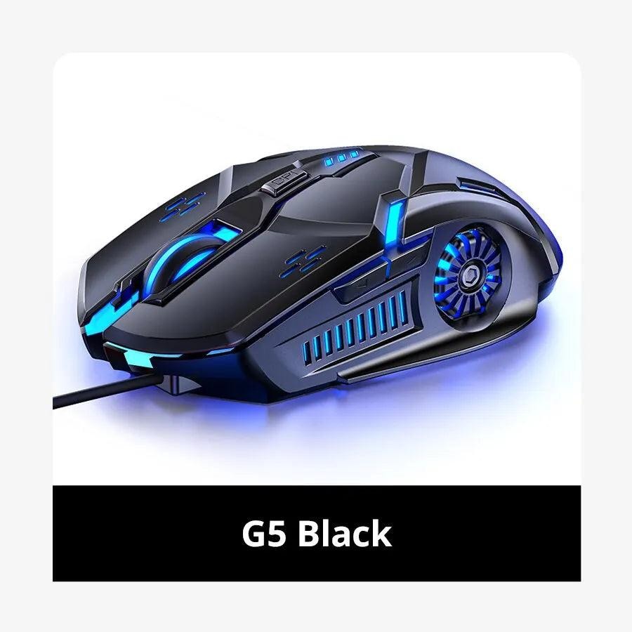 USB Gaming Mouse 3200 DPI Black Illuminated Gamer Mouse Wired