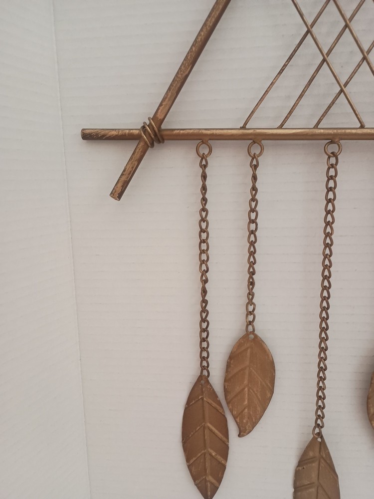 Gold Triangle Wind Chime With Leaves
