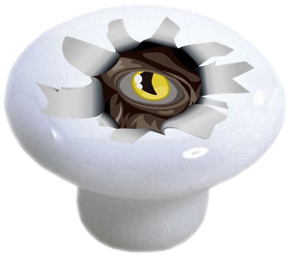 MONSTER Eye CABINET Dresser DRAWER Pull KNOB Ceramic