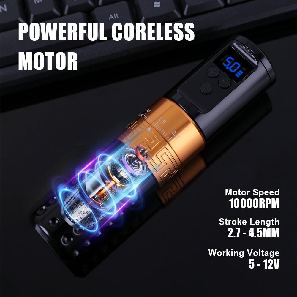 Wireless Tattoo Machine Kit Adjust Stroke for Beginner & Professional Artists
