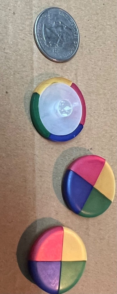 3 Colorful Plastic Buttons with 4 Triangle Sections 1 1/8” Sewing Crafts