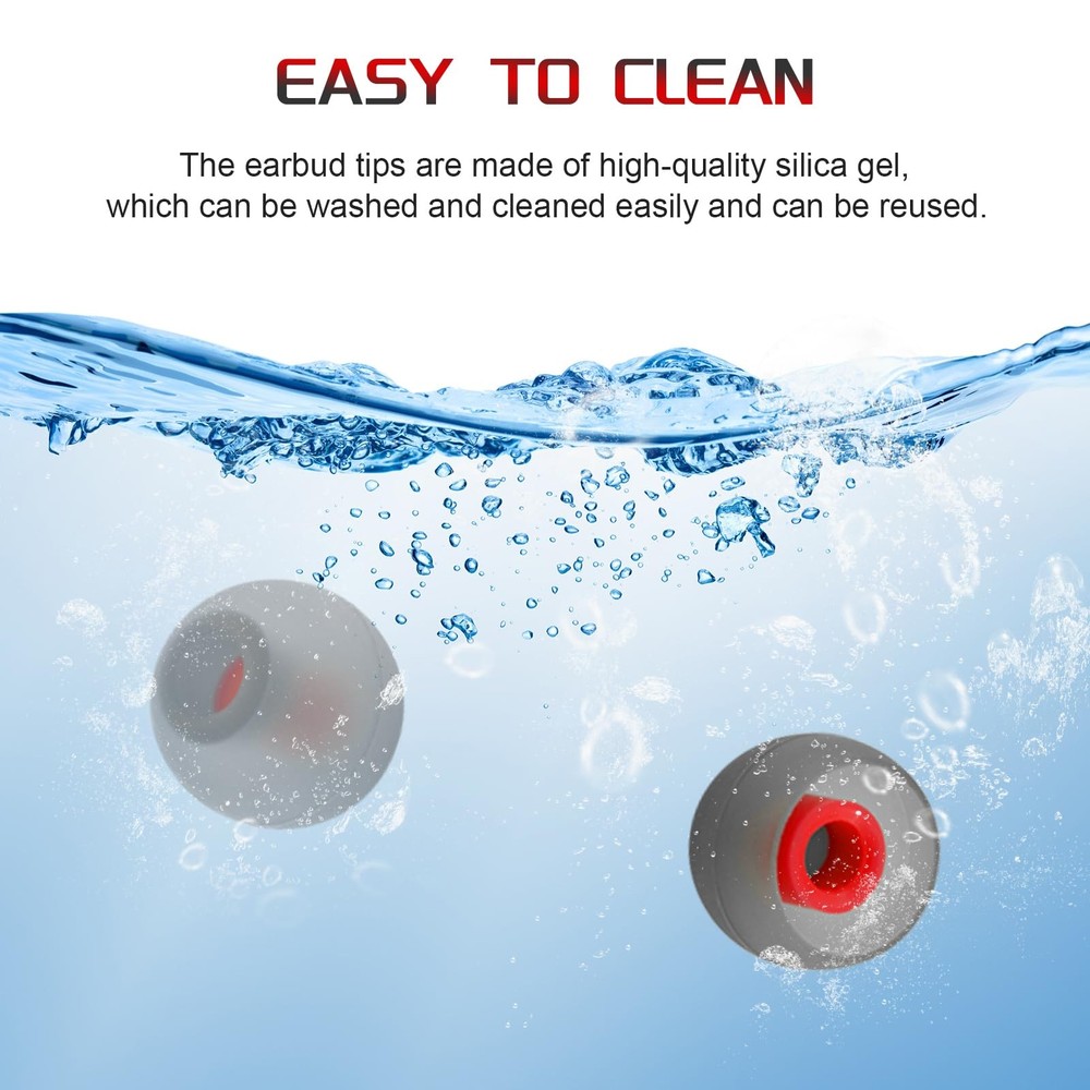 3 Pairs Replacement Silicone Eartips Earbuds Eargels large, Grey&Red