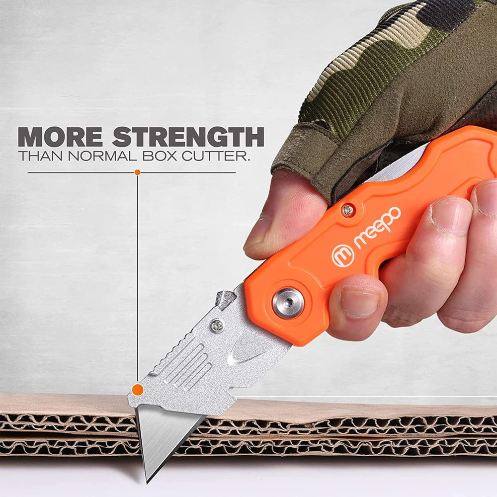 Box Cutter, 4-Pack Tough Folding Box Cutter for Heavy Duty Purpose, Razor Sharp
