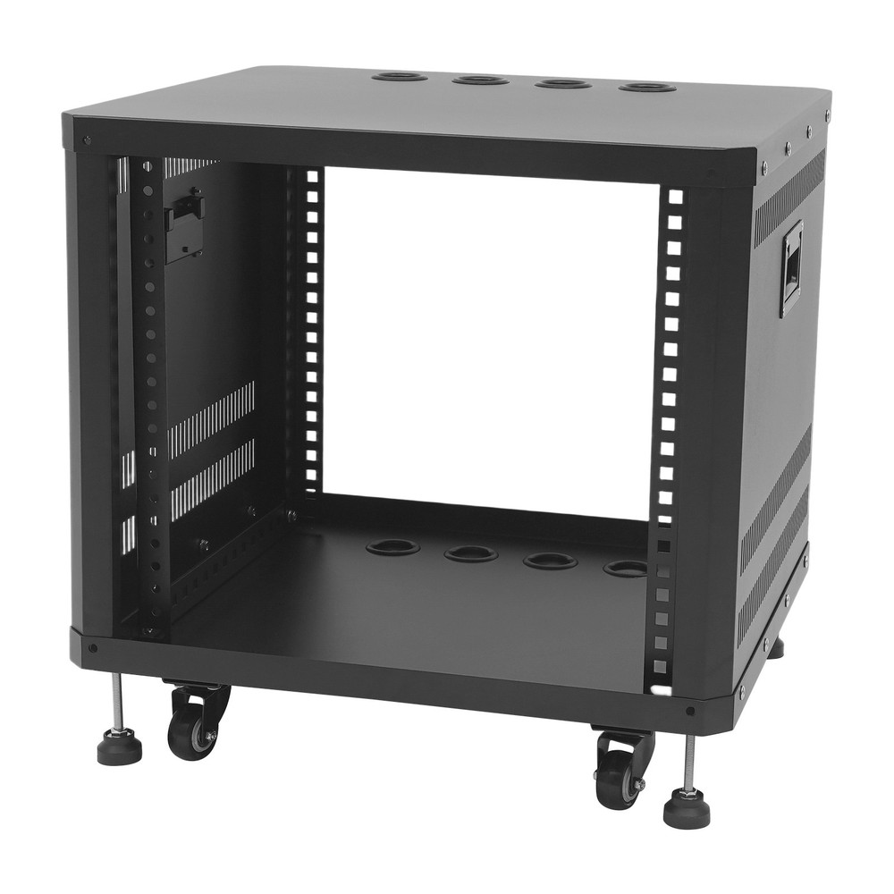 9U Rolling Server Rack with Locking Doors and Cable Management Ports