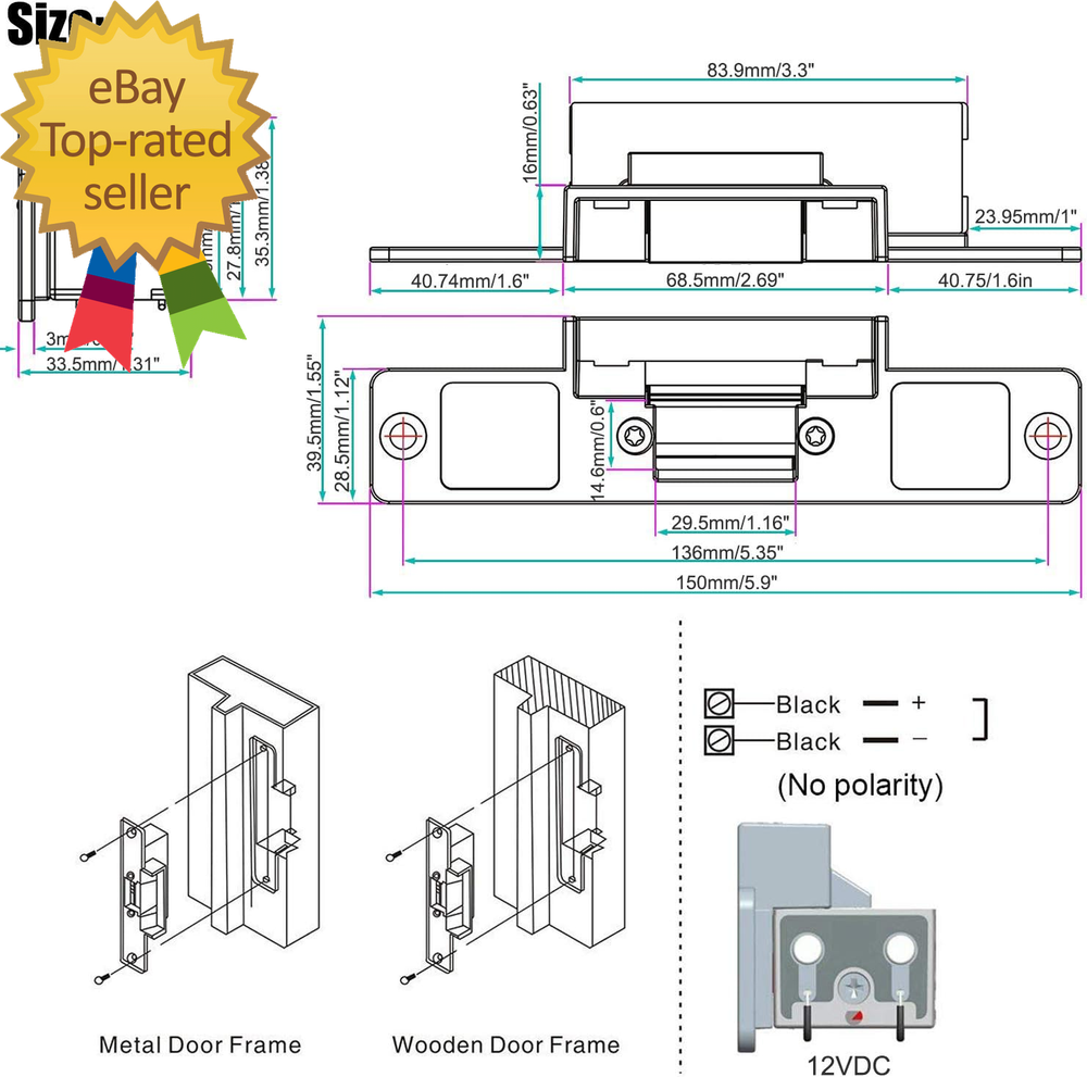 Access Control Electric Strike Door Lock Fail-Secure Kit System with Remote