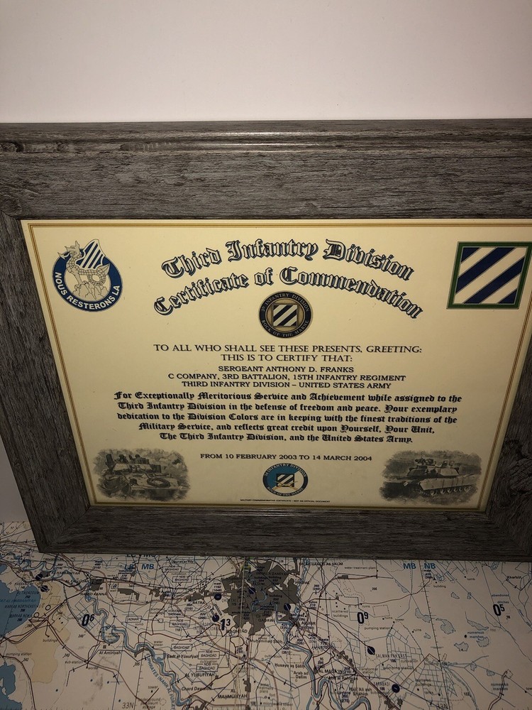 3RD INFANTRY DIVISION / COMMEMORATIVE - CERTIFICATE OF COMMENDATION