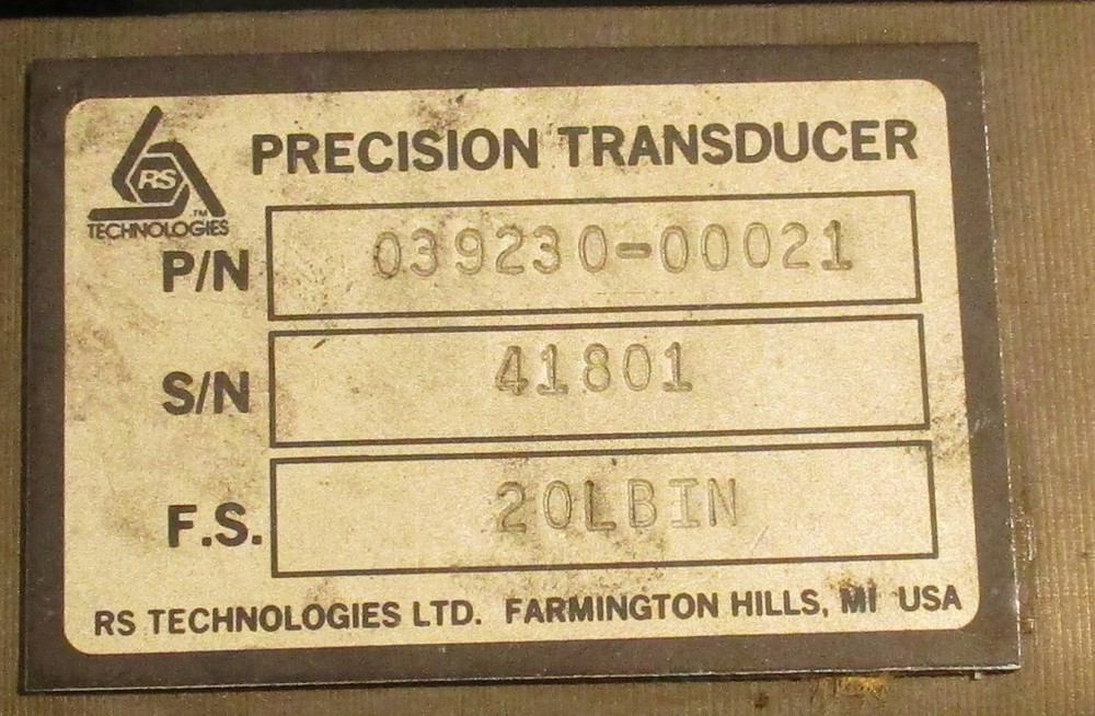 RS Technologies 039230-00021 Precision Transducer 5 Volt Power