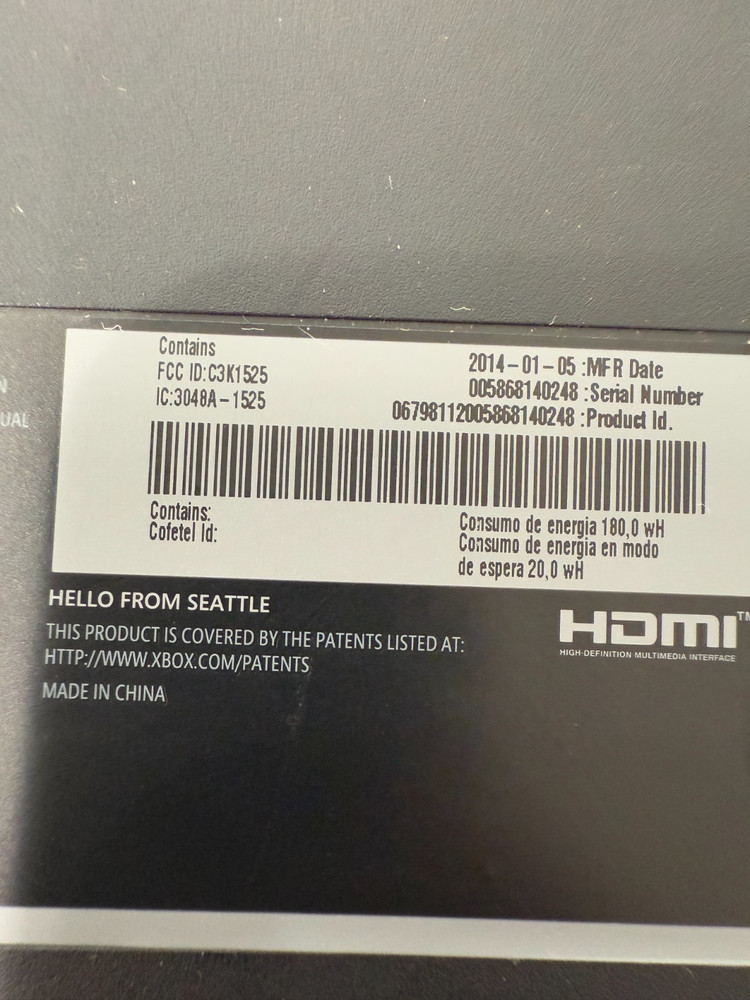 Xbox One Game System with Power Cord *TESTED WORKS*