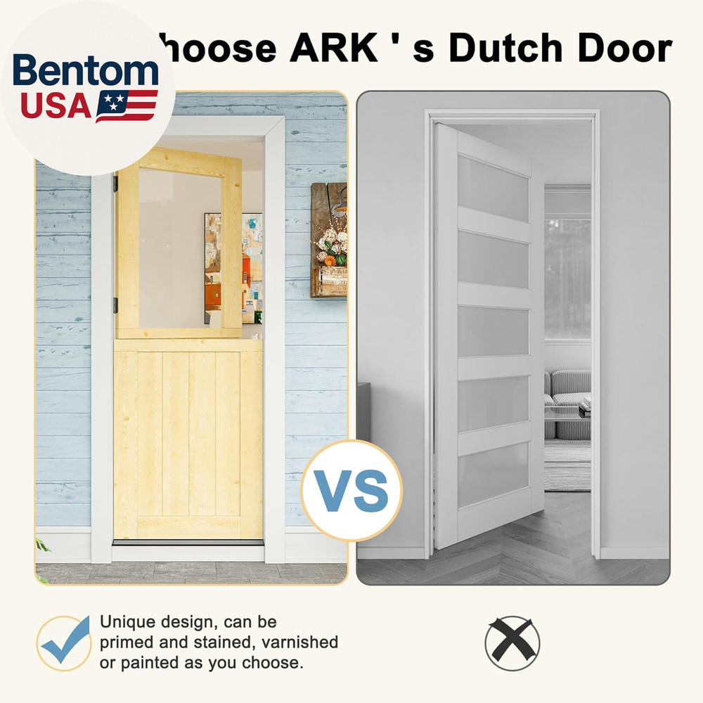 Exterior Dutch Doors (Front/Back), 32"X80" - 1.75" Thick Solid Pine Wood Interio