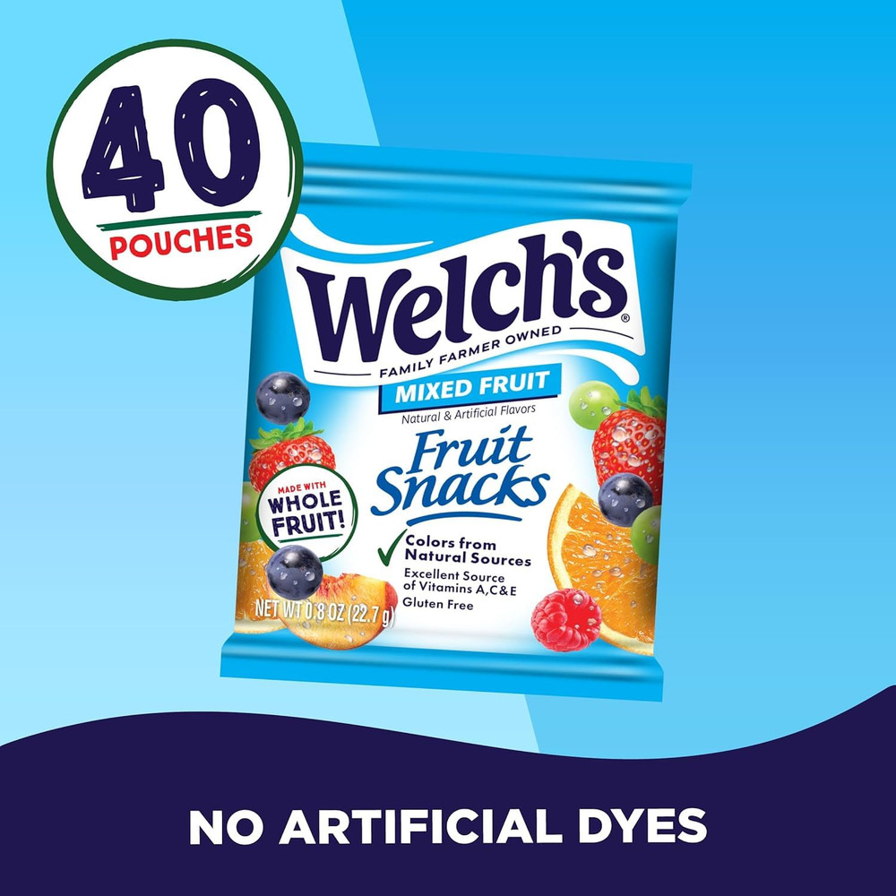 Fruit Snacks, Mixed Fruit, Bulk Pack, Individual Single Serve Bags, 0.8 oz (Pack