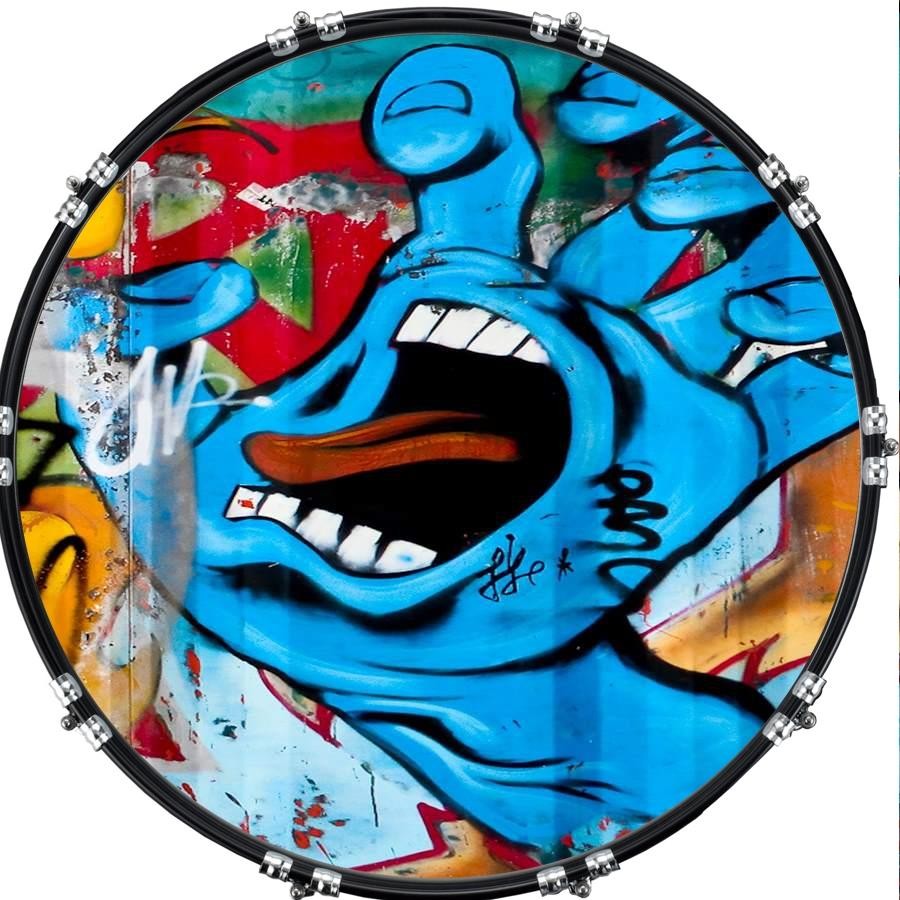 Custom 22" Kick Bass Drum Head Graphical Image Front Skin Graffiti 5