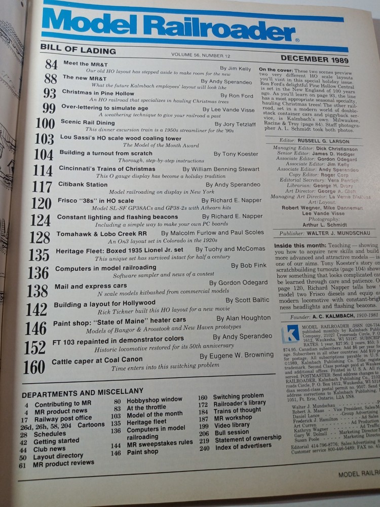 Model Railroader Magazine (December, 1989)