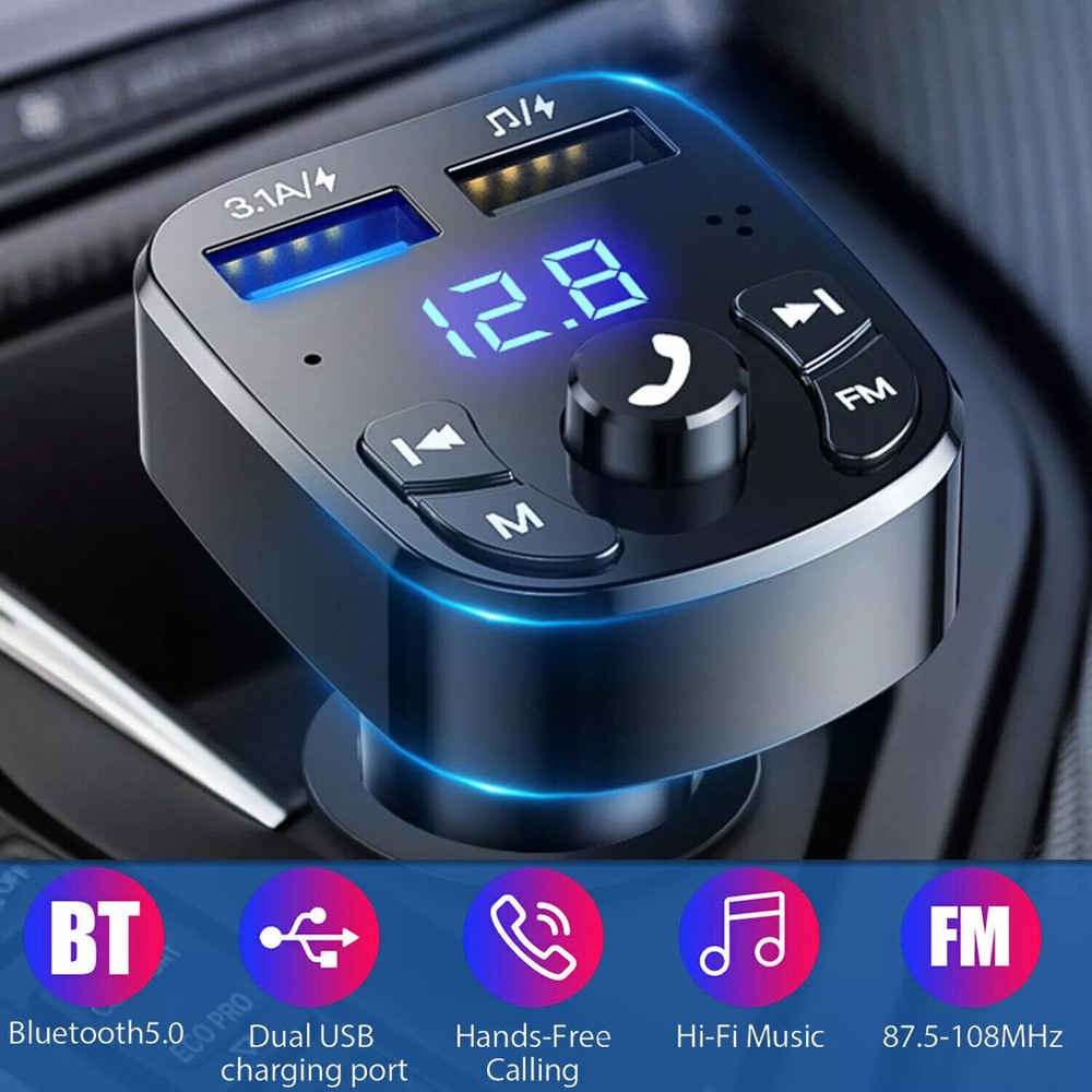 Bluetooth 5.4 FM Transmitter Car Adapter Stereo Music Adapter Hands-Free Calling