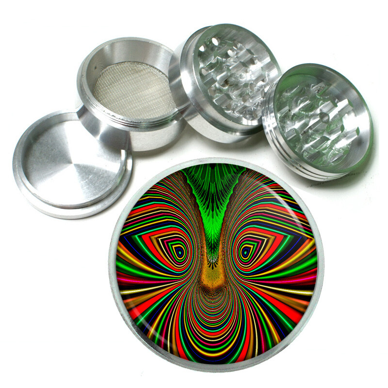 Trippy Art Em10  Titanium Herb Grinder 4 Piece Hand Mueller