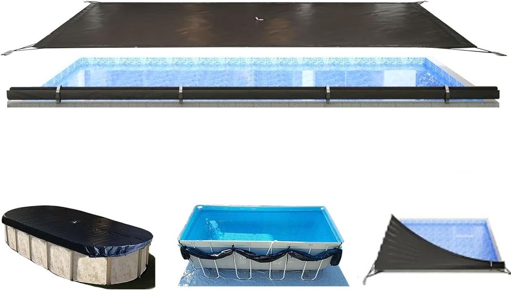 SIHAIAN 18x36Ft Rectangular Pool Cover with Side Storage for Oval / Rectangle
