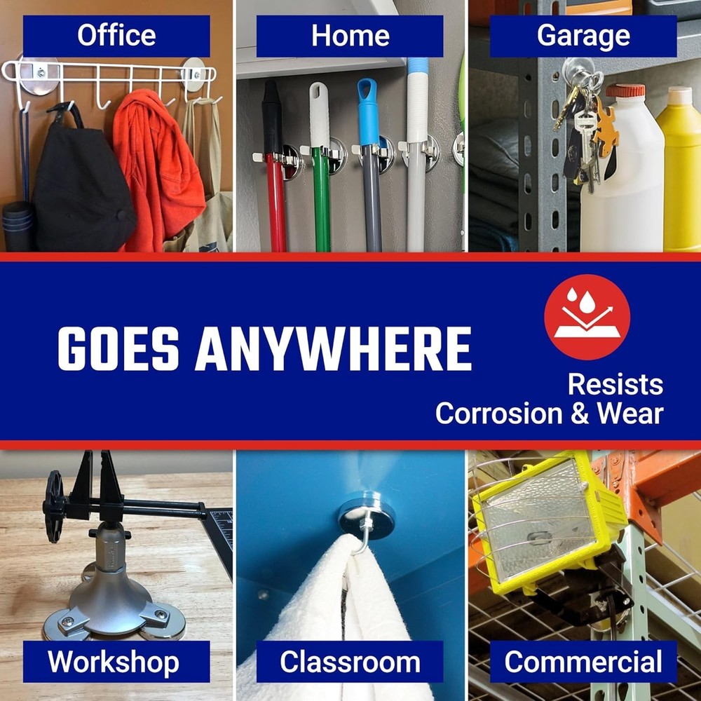 Ceramic Round Base Magnet Fastener Pack - Heavy-Duty Strong Magnets 95 lb Pull