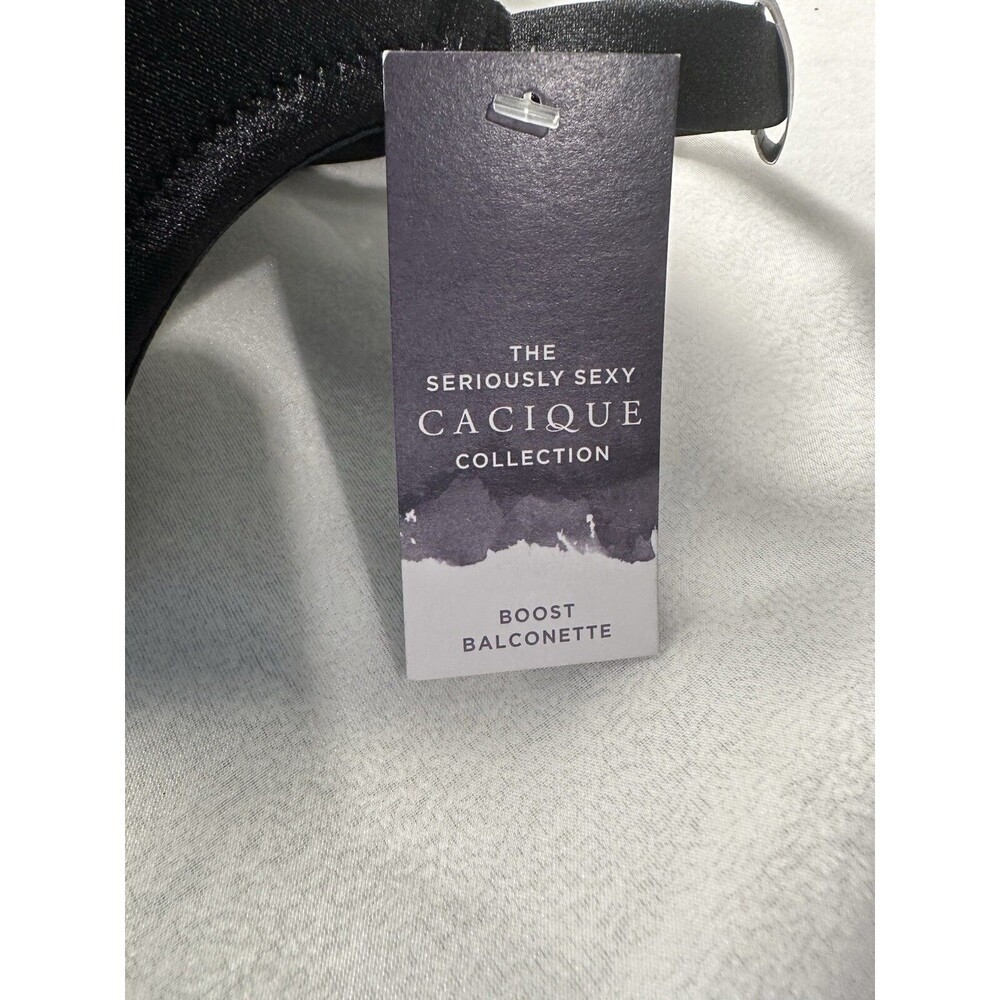 Cacique Boost Balconette Bra Women's 44C Black Full Coverage NWT