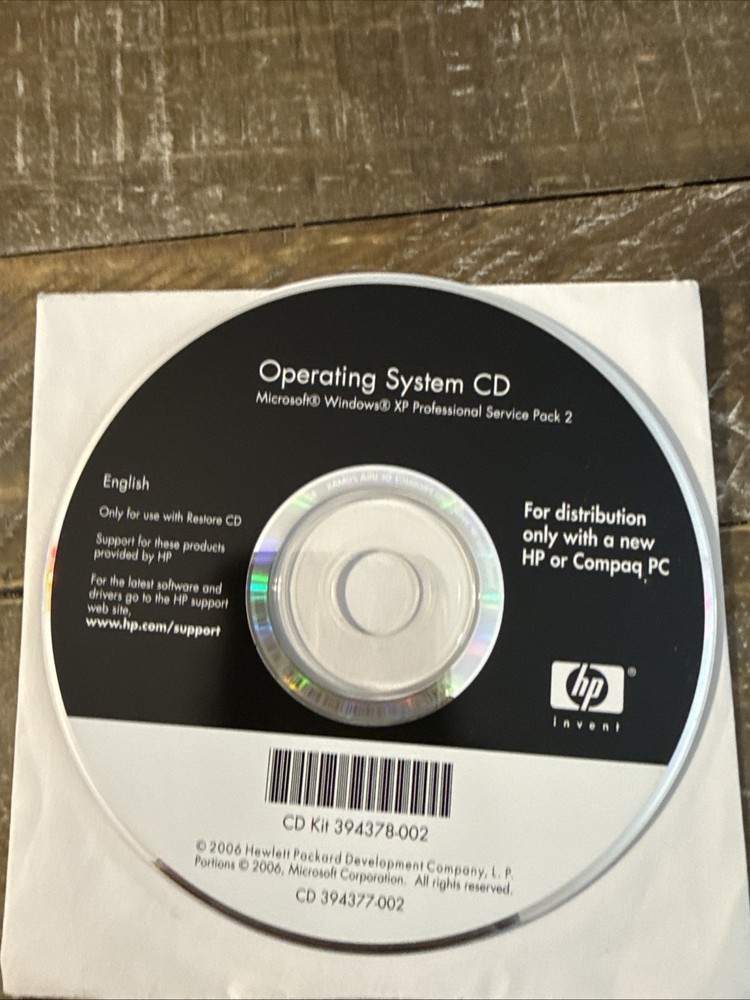 HP Operating System Software PC Cd Rom
