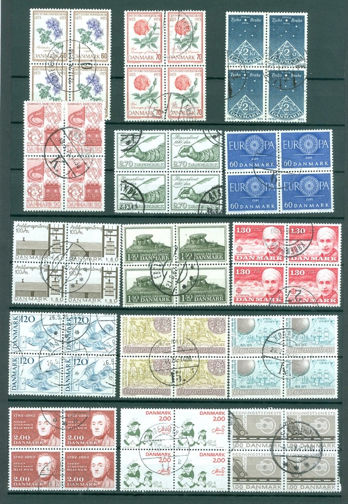 Denmark. 1970-80is. 15 Different 4-Block With Cancel.