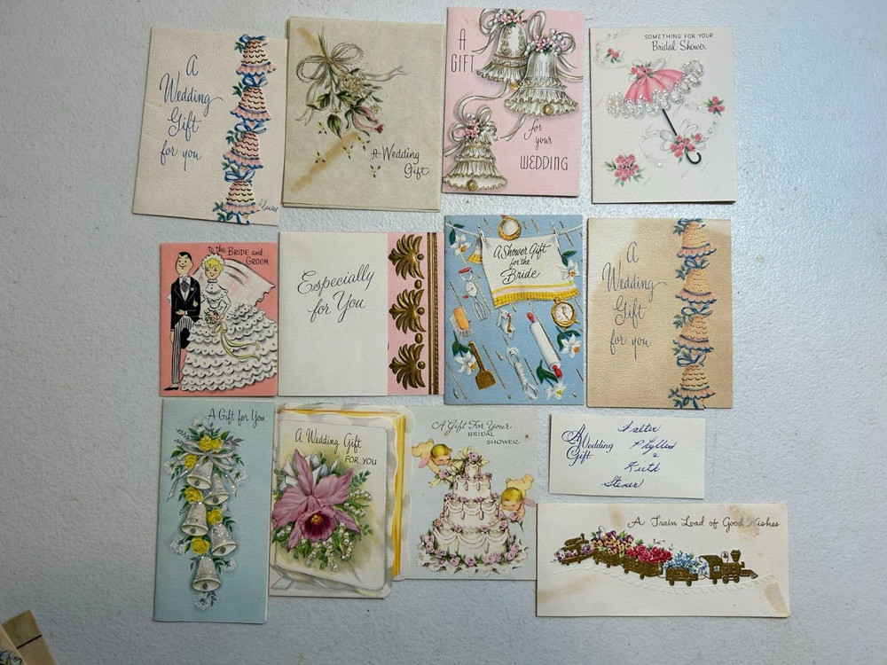 13 Vintage 1950's Wedding Greeting Gift Cards