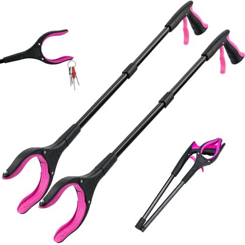 2 Pack 32 Inch Foldable Grabber Tool Extra Long Handy Trash Picker Pickup Tool