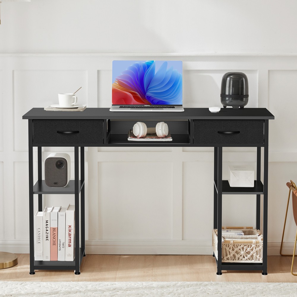 48" Rectangular Computer Study Desk 3-Drawer Office Laptop PC Work Table W/Shelf