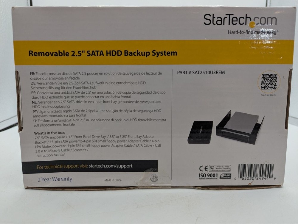 NIB STARTECH.COM Removable 2.5'' SATA HDD Storage Computer PC Backup System OB8