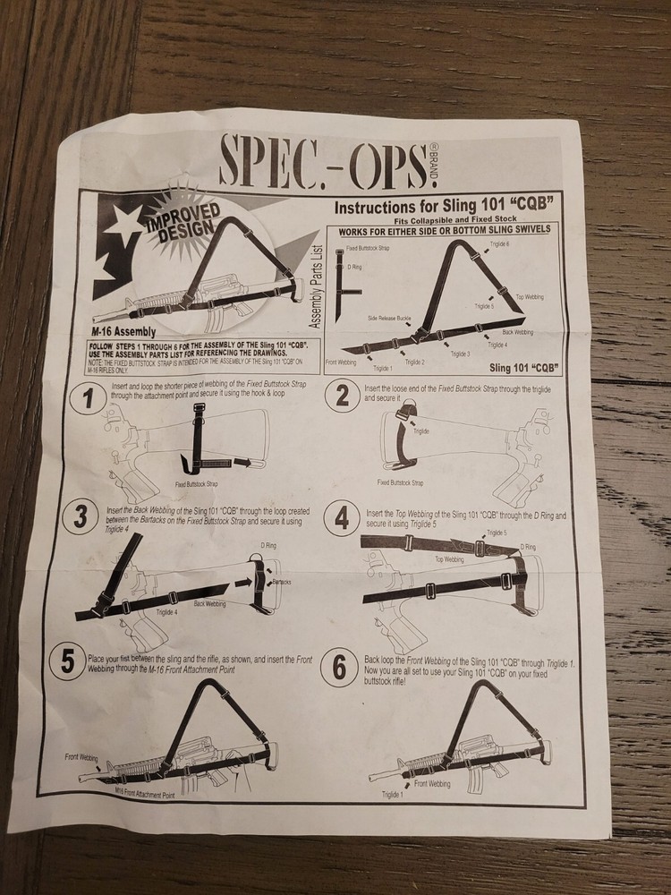 Spec Ops Gun Sling 101 CQB 1" Black Nylon