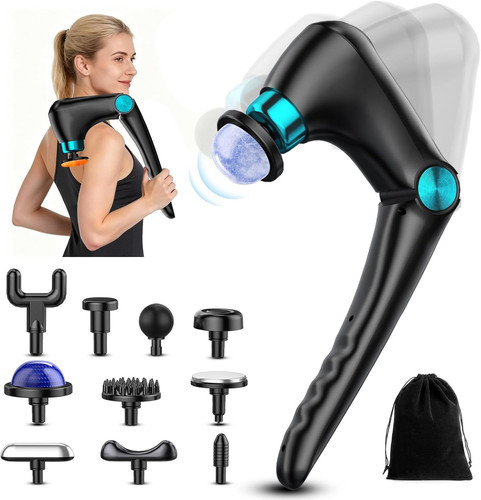 Folding Massage Gun with Heat & Cold Therapy, Back & Deep Tissue Black