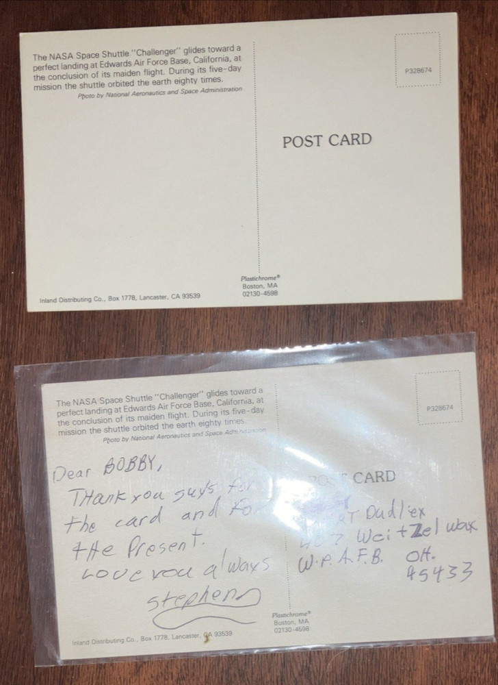 8 NASA COLLECTORS CHALLENGER SPACE SHUTTLE POSTCARDs