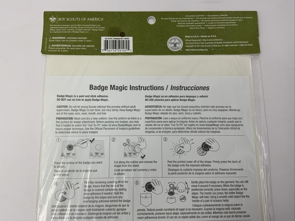 Boy Scout Scouts Uniform Badge Magic Double Sided Peel Stick Patch Adhesive