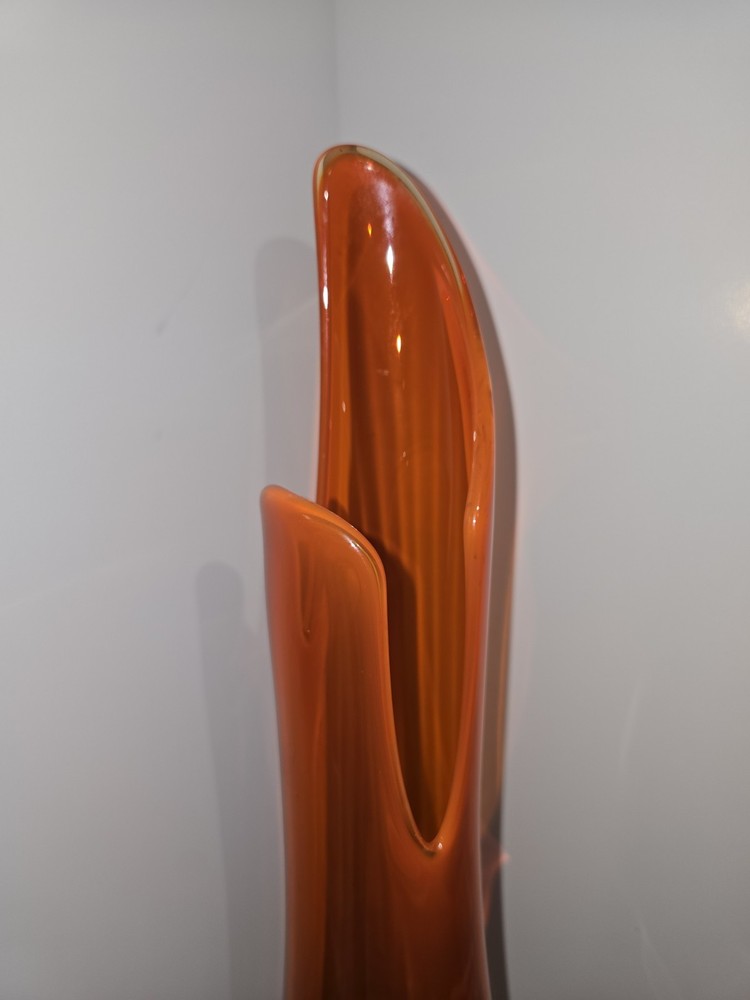 L.E Smith Orange Swing Vase