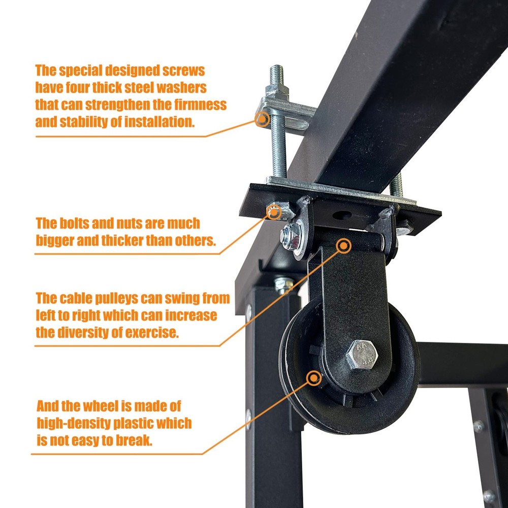 Power Rack Swing Pulley System Attachment LAT Pulldown Machine Cable for Home