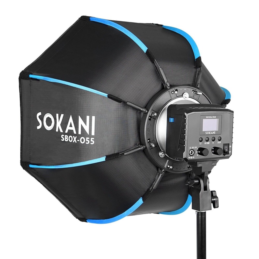 Sokani SBOX 55cm Foldable Deep Octagon Softbox with Honeycomb Grid Bowens Mount